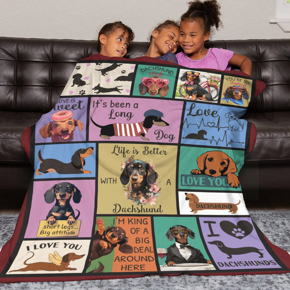 Dachshund Pattern Blanket Fleece Throw Blanket Super Soft Warm Gifts for Baby Girls Boys Kids Mom Grandma Room Decor