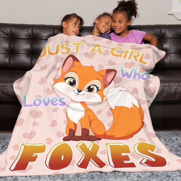 Fox Pattern Blanket Fleece Throw Blanket Super Soft Warm Gifts for Baby Girls Boys Kids Mom Grandma Room Decor