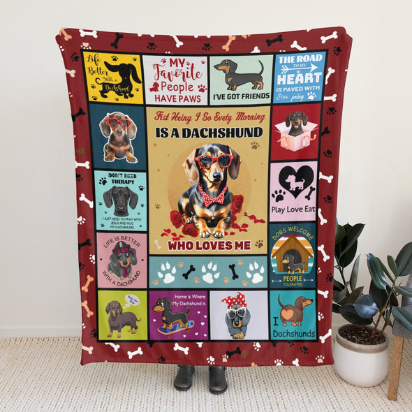 Dachshund Pattern Blanket Fleece Throw Blanket Super Soft Warm Gifts for Baby Girls Boys Kids Mom Grandma Room Decor
