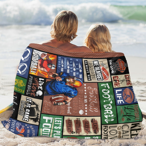 Football Pattern Blanket Fleece Throw Blanket Super Soft Warm Gifts for Baby Girls Boys Kids Mom Grandma Room Decor