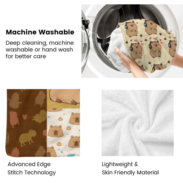 Capybara Pattern Blanket Fleece Throw Blanket Super Soft Warm Gifts for Baby Girls Boys Kids Mom Grandma Room Decor