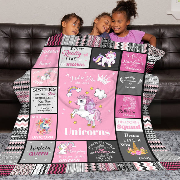 Unicorn Throw Blanket Super Soft Warm Cozy Fuzzy Plush Blanket Gifts for Girls Boys Kids Room Decor