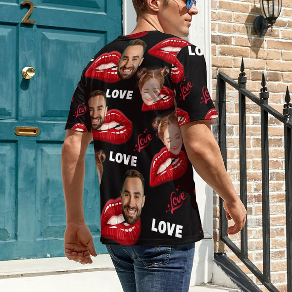 Custom T Shirts Design Your Own Picture, Personalized Face Short Sleeve for Men Valentine's Father's Day Gifts
