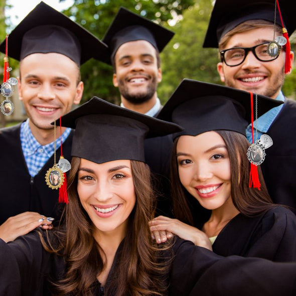 Graduation Tassel Charm Memorial Photo Personalized,  Custom Graduate Cap Charm with Picture Text