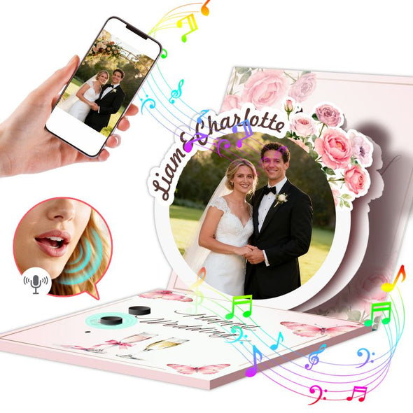 Custom Musical Greeting Cards with Personalized Photo Music Christmas Birthdays Valentine's Day and Weddings Gift for Family Friends and Couples