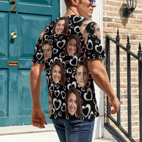 Custom T Shirts Design Your Own Photo, Personalized Face Short Sleeve for Men Valentine's Father's Day Gifts