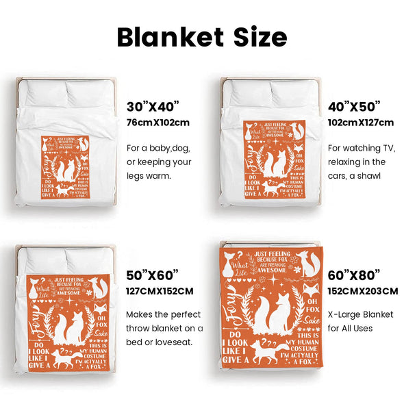 Fox Pattern Blanket Fleece Throw Blanket Super Soft Warm Gifts for Baby Girls Boys Kids Mom Grandma Room Decor