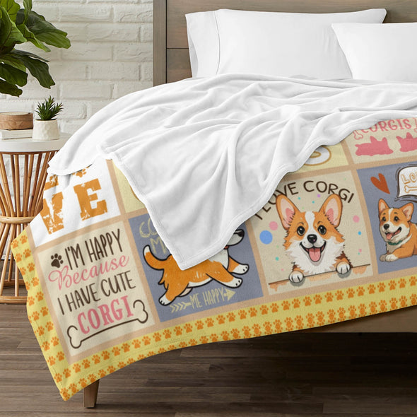 Corgi Blanket Fleece Throw Blanket Super Soft Warm Gifts for Baby Girls Boys Kids Mom Grandma Room Decor