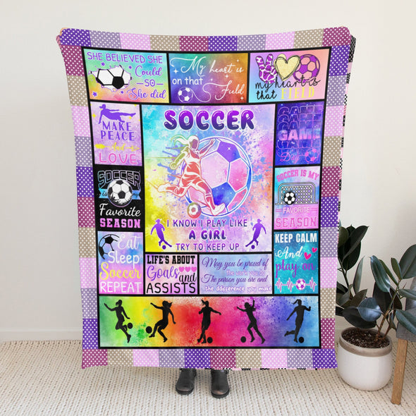Soccer Blanket, Soccer Sports Themed Throw, Soft Nap Throw Blanket for Home Boys Girls Women Men Soccer Lovers Gifts