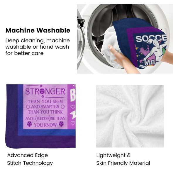 Soccer Blanket, Soccer Sports Themed Throw, Soft Nap Throw Blanket for Home Boys Girls Women Men Soccer Lovers Gifts