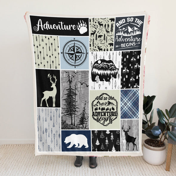 Deer Pattern Blanket Fleece Throw Blanket Super Soft Warm Gifts for Baby Girls Boys Kids Mom Grandma Room Decor