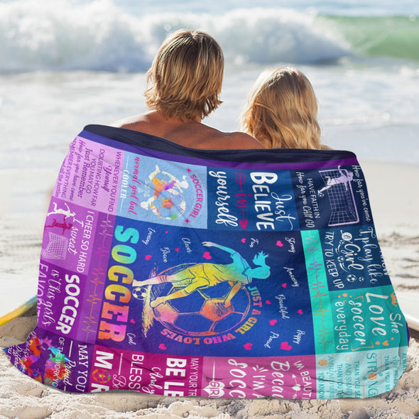 Soccer Blanket, Soccer Sports Themed Throw, Soft Nap Throw Blanket for Home Boys Girls Women Men Soccer Lovers Gifts