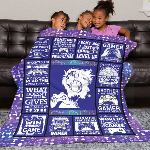 Gamer Blanket Fleece Throw Blanket Super Soft Warm Gifts for Baby Girls Boys Kids Mom Grandma Room Decor