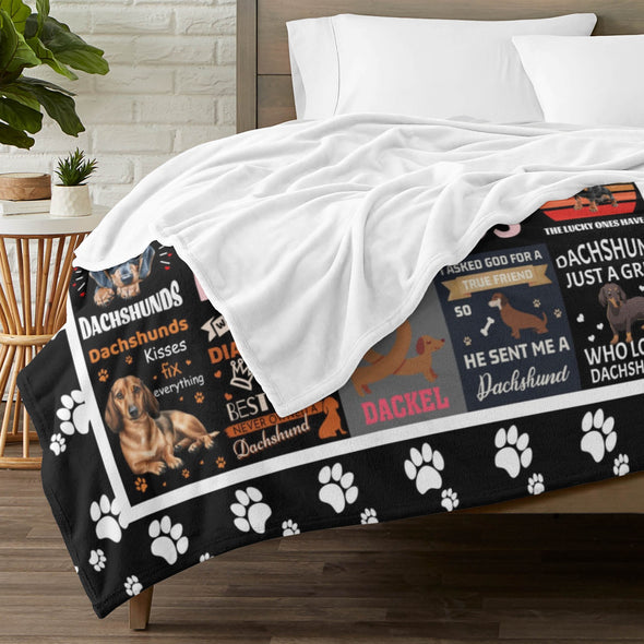 Dachshund Pattern Blanket Fleece Throw Blanket Super Soft Warm Gifts for Baby Girls Boys Kids Mom Grandma Room Decor