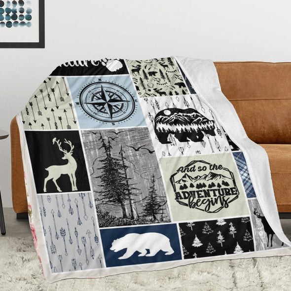 Deer Pattern Blanket Fleece Throw Blanket Super Soft Warm Gifts for Baby Girls Boys Kids Mom Grandma Room Decor