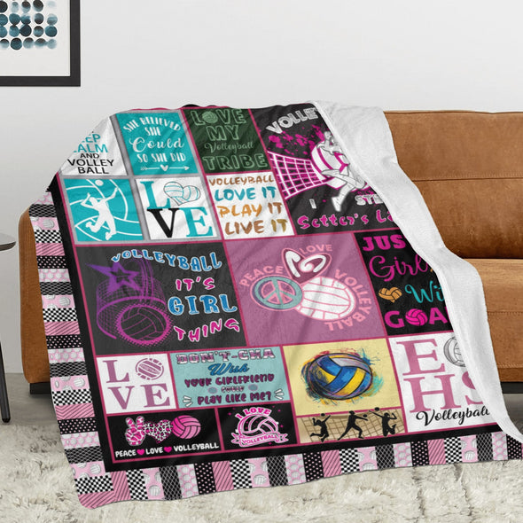 Volleyball Pattern Blanket Fleece Throw Blanket Super Soft Warm Gifts for Baby Girls Boys Kids Mom Grandma Room Decor