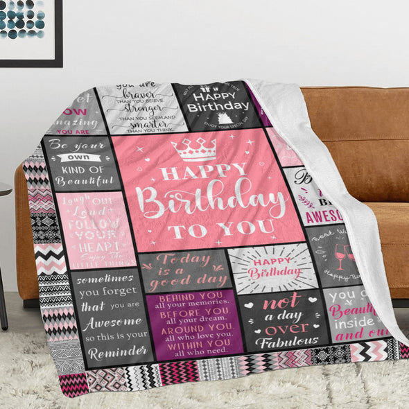Birthday Gifts for Women Blanket, Happy Birthday Decorations Throw for Girls Her Friend Mom Sister Grandma Wife