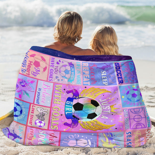 Soccer Blanket, Soccer Sports Themed Throw, Soft Nap Throw Blanket for Home Boys Girls Women Men Soccer Lovers Gifts