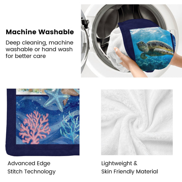 Turtle Pattern Blanket Fleece Throw Blanket Super Soft Warm Gifts for Baby Girls Boys Kids Mom Grandma Room Decor