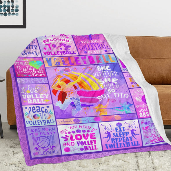 Volleyball Pattern Blanket Fleece Throw Blanket Super Soft Warm Gifts for Baby Girls Boys Kids Mom Grandma Room Decor