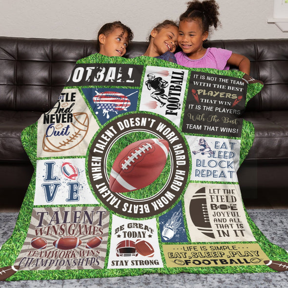 Football Pattern Blanket Fleece Throw Blanket Super Soft Warm Gifts for Baby Girls Boys Kids Mom Grandma Room Decor
