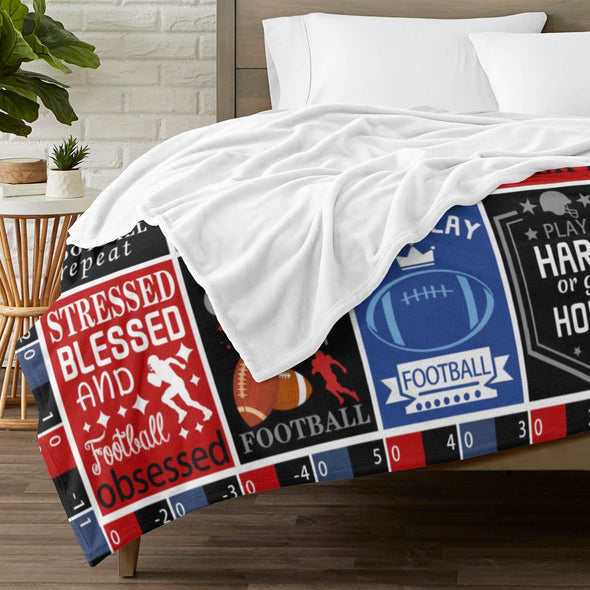 Football Pattern Blanket Fleece Throw Blanket Super Soft Warm Gifts for Baby Girls Boys Kids Mom Grandma Room Decor
