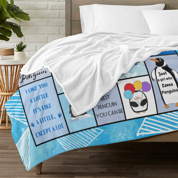 Penguin Blanket Fleece Throw Blanket Super Soft Warm Gifts for Baby Girls Boys Kids Mom Grandma Room Decor