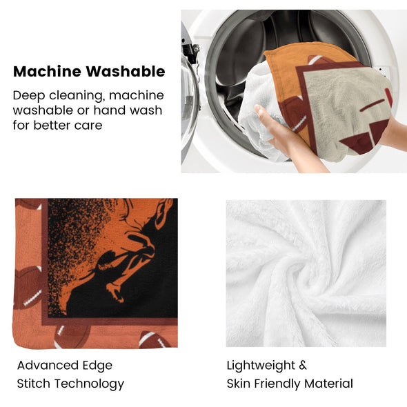 Football Pattern Blanket Fleece Throw Blanket Super Soft Warm Gifts for Baby Girls Boys Kids Mom Grandma Room Decor