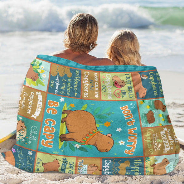 Capybara Pattern Blanket Fleece Throw Blanket Super Soft Warm Gifts for Baby Girls Boys Kids Mom Grandma Room Decor