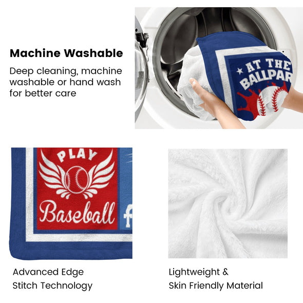 Baseball Pattern Blanket Fleece Throw Blanket Super Soft Warm Gifts for Baby Girls Boys Kids Mom Grandma Room Decor
