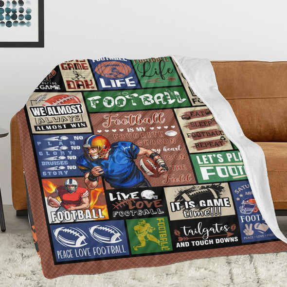 Football Pattern Blanket Fleece Throw Blanket Super Soft Warm Gifts for Baby Girls Boys Kids Mom Grandma Room Decor