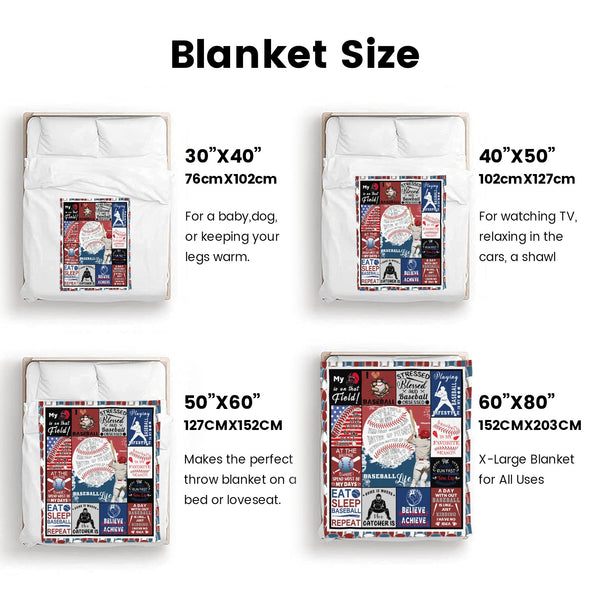 Baseball Pattern Blanket Fleece Throw Blanket Super Soft Warm Gifts for Baby Girls Boys Kids Mom Grandma Room Decor