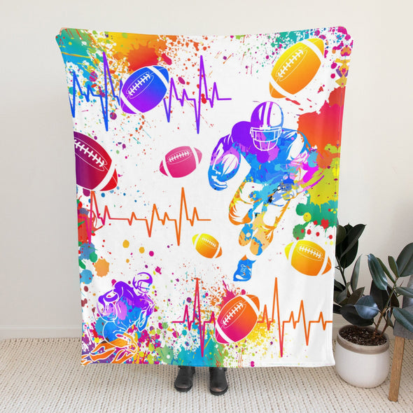 Football Pattern Blanket Fleece Throw Blanket Super Soft Warm Gifts for Baby Girls Boys Kids Mom Grandma Room Decor
