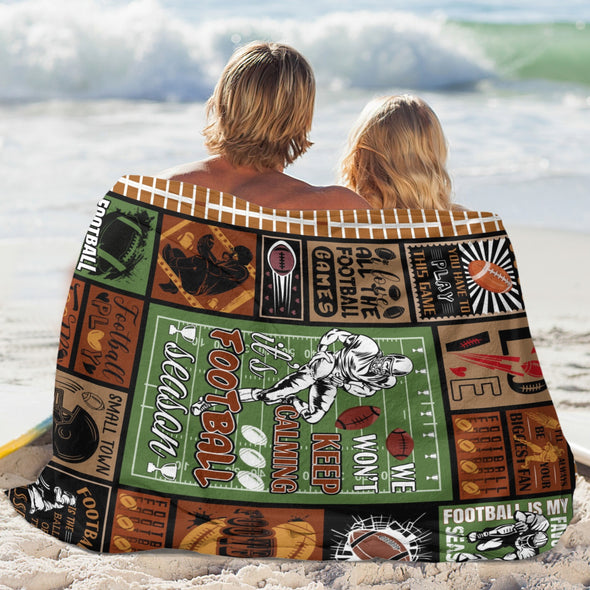 Football Pattern Blanket Fleece Throw Blanket Super Soft Warm Gifts for Baby Girls Boys Kids Mom Grandma Room Decor