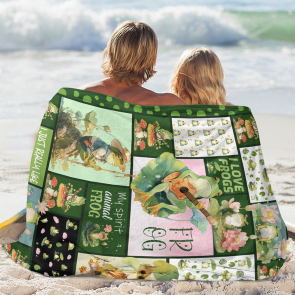 Frog Pattern Blanket Fleece Throw Blanket Super Soft Warm Gifts for Baby Girls Boys Kids Mom Grandma Room Decor