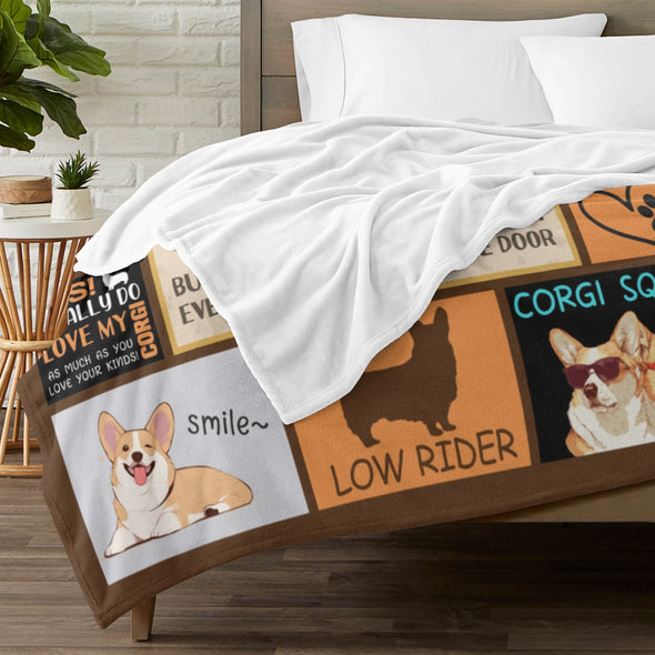 Corgi Blanket Fleece Throw Blanket Super Soft Warm Gifts for Baby Girls Boys Kids Mom Grandma Room Decor