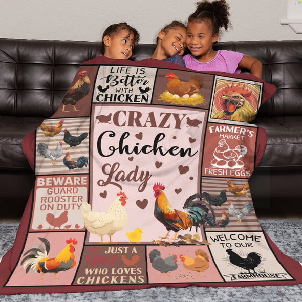 Chicken Pattern Blanket Fleece Throw Blanket Super Soft Warm Gifts for Baby Girls Boys Kids Mom Grandma Room Decor