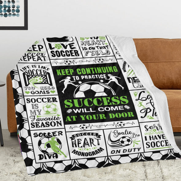 Soccer Blanket, Soccer Sports Themed Throw, Soft Nap Throw Blanket for Home Boys Girls Women Men Soccer Lovers Gifts