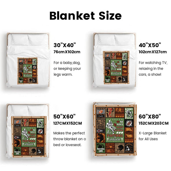 Football Pattern Blanket Fleece Throw Blanket Super Soft Warm Gifts for Baby Girls Boys Kids Mom Grandma Room Decor