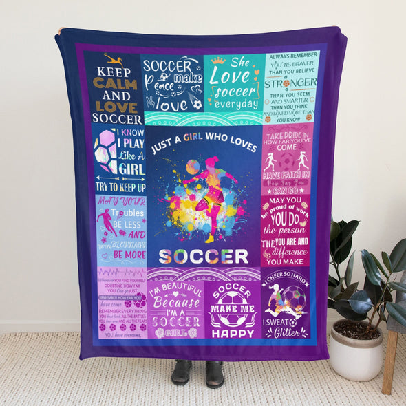 Soccer Blanket, Soccer Sports Themed Throw, Soft Nap Throw Blanket for Home Boys Girls Women Men Soccer Lovers Gifts