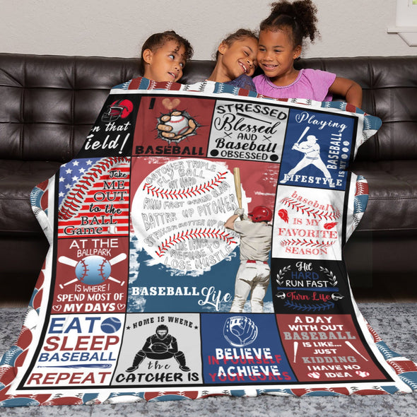 Baseball Pattern Blanket Fleece Throw Blanket Super Soft Warm Gifts for Baby Girls Boys Kids Mom Grandma Room Decor