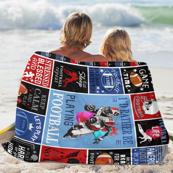 Football Pattern Blanket Fleece Throw Blanket Super Soft Warm Gifts for Baby Girls Boys Kids Mom Grandma Room Decor