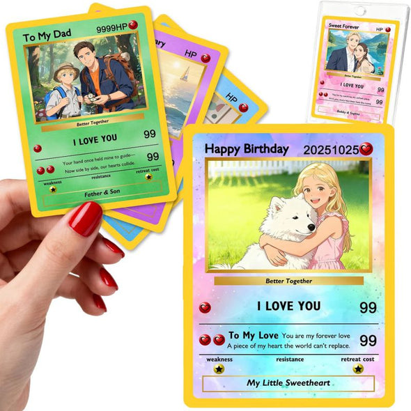 Custom Poke Card with Photo Name Text Personalized Poke Portriat Card Customized Trainer or Character Cards for Birthday