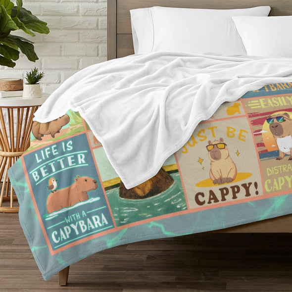 Capybara Pattern Blanket Fleece Throw Blanket Super Soft Warm Gifts for Baby Girls Boys Kids Mom Grandma Room Decor