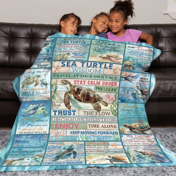Turtle Pattern Blanket Fleece Throw Blanket Super Soft Warm Gifts for Baby Girls Boys Kids Mom Grandma Room Decor
