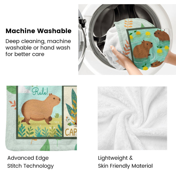 Capybara Pattern Blanket Fleece Throw Blanket Super Soft Warm Gifts for Baby Girls Boys Kids Mom Grandma Room Decor