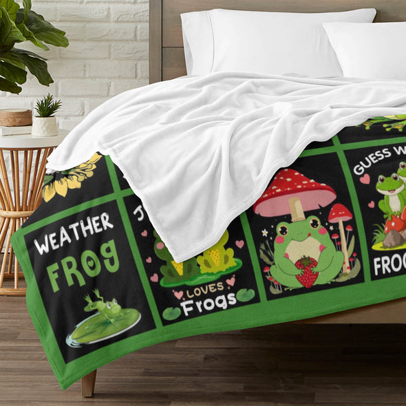 Frog Pattern Blanket Fleece Throw Blanket Super Soft Warm Gifts for Baby Girls Boys Kids Mom Grandma Room Decor