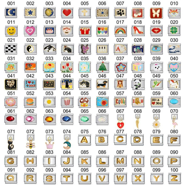 Custom Italian Charm Bracelet, Personalized Charms in 100+ Designs, Stainless Steel Adjustable Link Bracelet for Women/Men