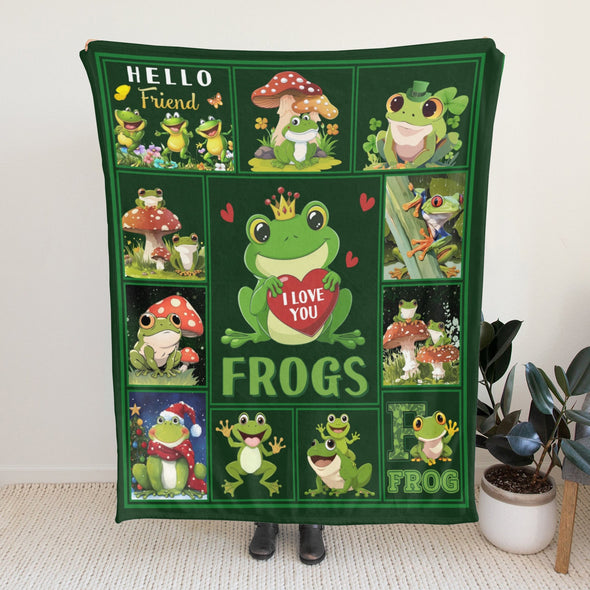 Frog Pattern Blanket Fleece Throw Blanket Super Soft Warm Gifts for Baby Girls Boys Kids Mom Grandma Room Decor
