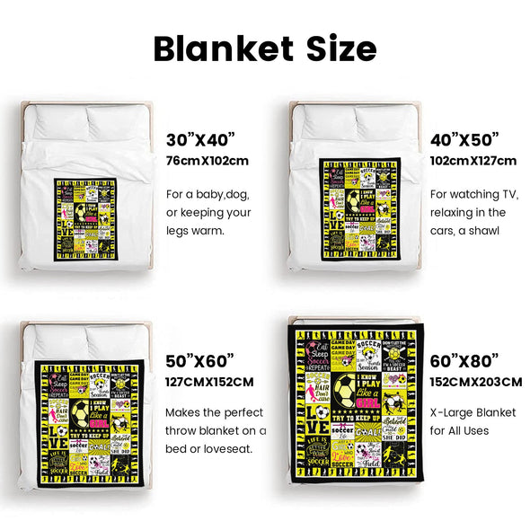 Soccer Blanket, Soccer Sports Themed Throw, Soft Nap Throw Blanket for Home Boys Girls Women Men Soccer Lovers Gifts
